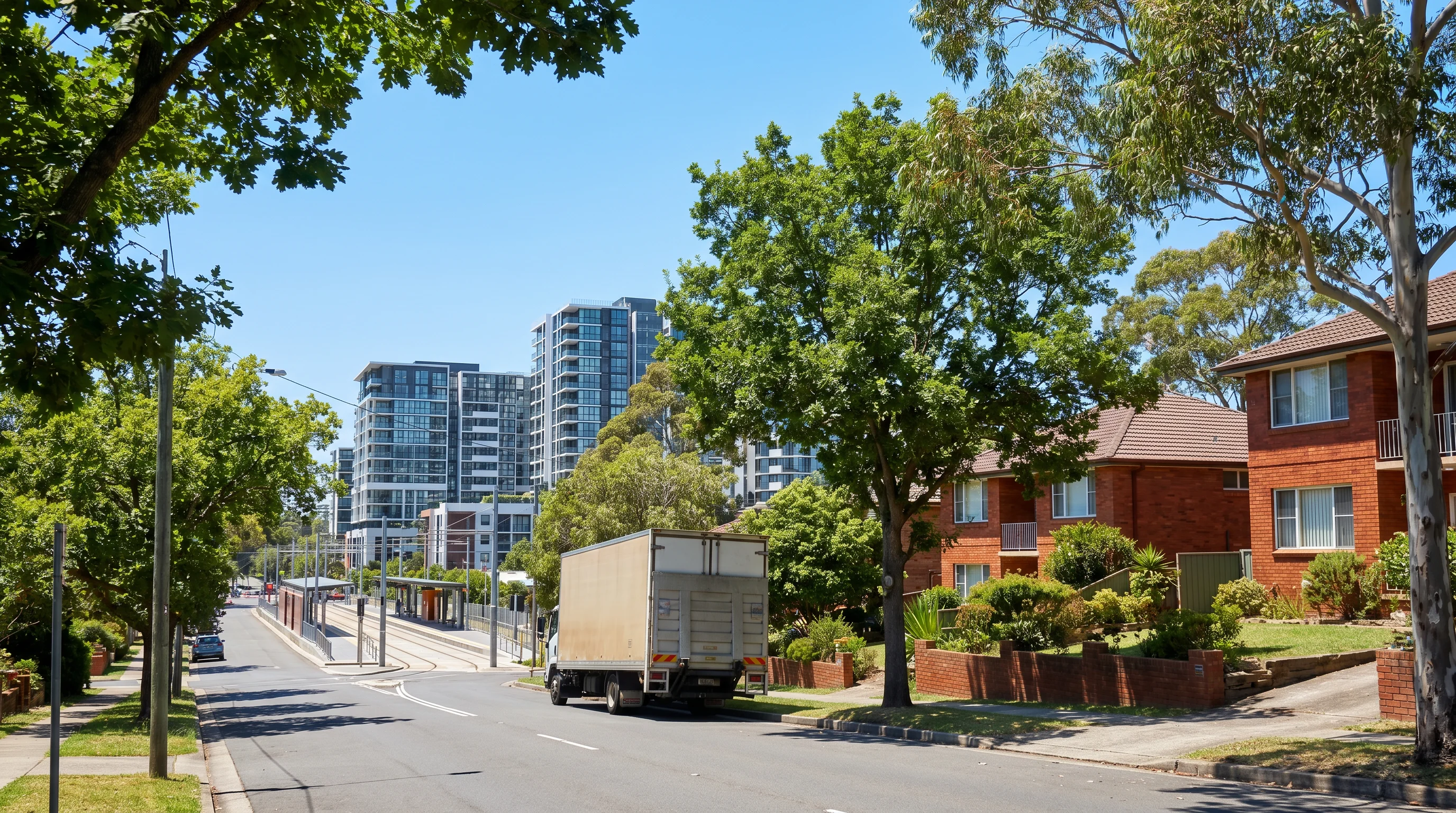 A removal truck on a street in Carlingford, Parramatta