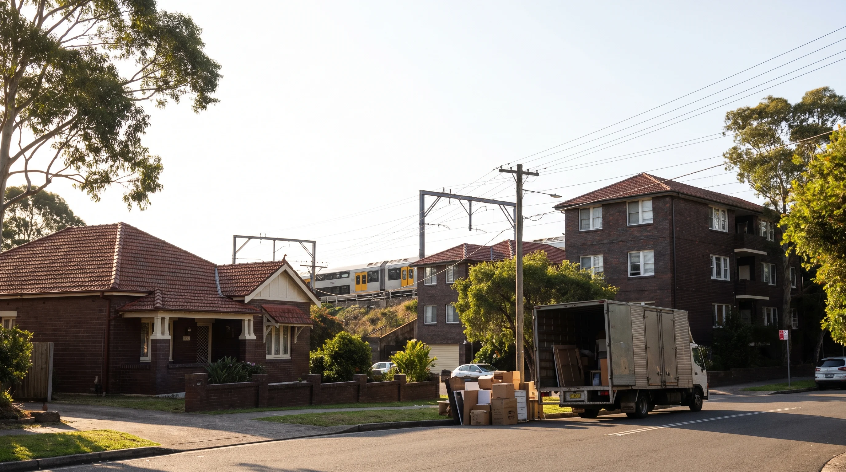 A removal truck on a street in Granville, Parramatta