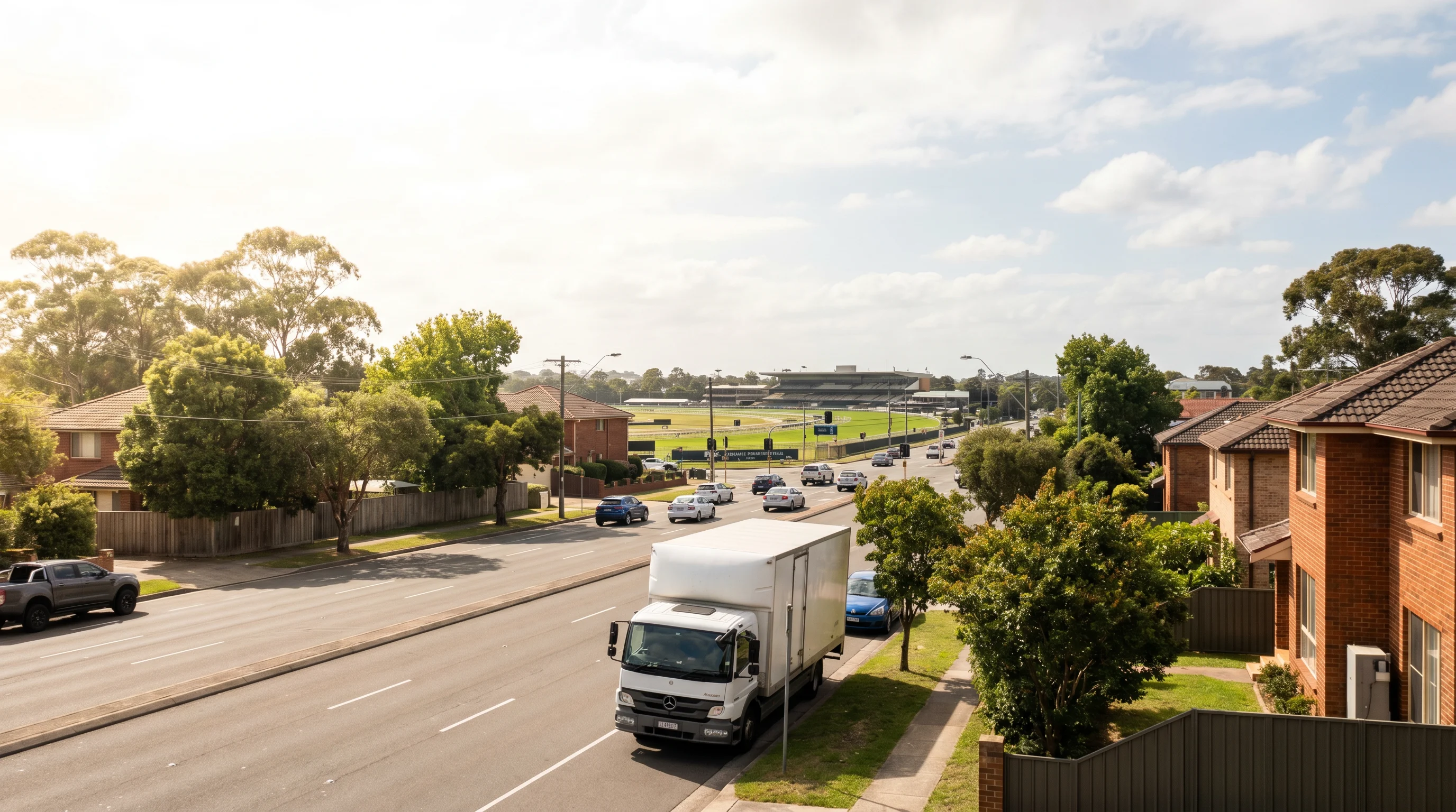 A removal truck on a street in Rosehill, Parramatta