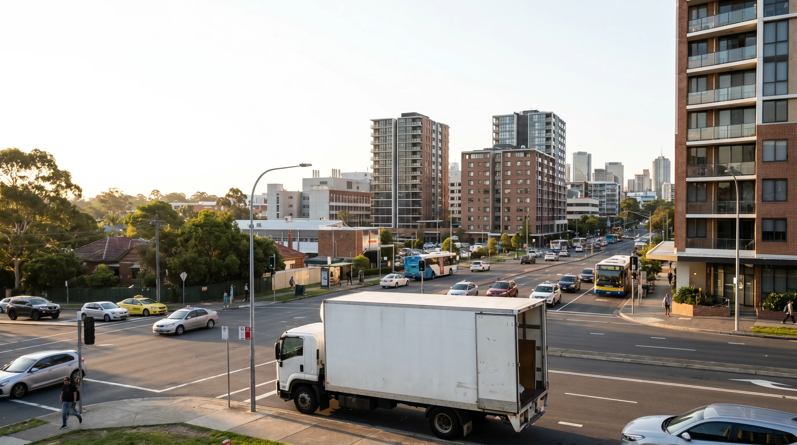 A removal truck on a street in Westmead, Parramatta